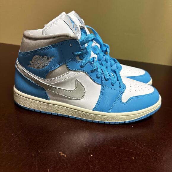 Nike Air Jordan 1 Mid Dark Powder Blue White Sail Grey BQ6472-400 Womens Shoes
